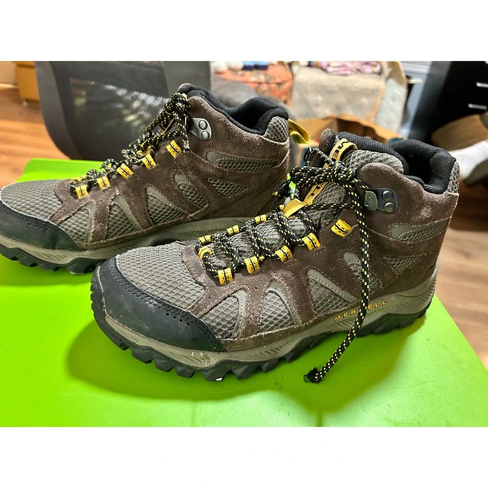 Merrell OakcreekMid Waterproof Hiking Boots Mens 8 Brown Suede J036401